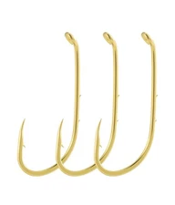 Baitholder Gold Fishing Hooks Freshwater 100 Packs Offset for Walleye Rigs Bass