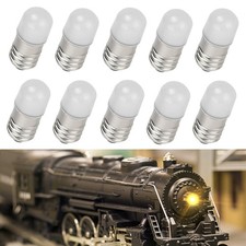 Pack of 10 Warm White 1447 18 volt SCREW BASE LED BULBs for Lionel Trains