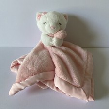 Carters Pink White Kitty Cat With Bow Baby Lovey Security Blanket Satin Trim