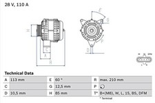BOSCH Alternator Fits DAF 75 Cf TEMSA Avenue Tourmalin 01-13 0986049770