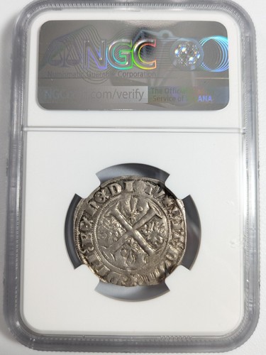 John The Fearless Burgundy France Silver Blanc 1404-1419 NGC AU 55 Crest Cross - Picture 23 of 23