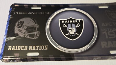 Las Vegas Raiders Stainless Steel Black Finished License Plate - Foto 4