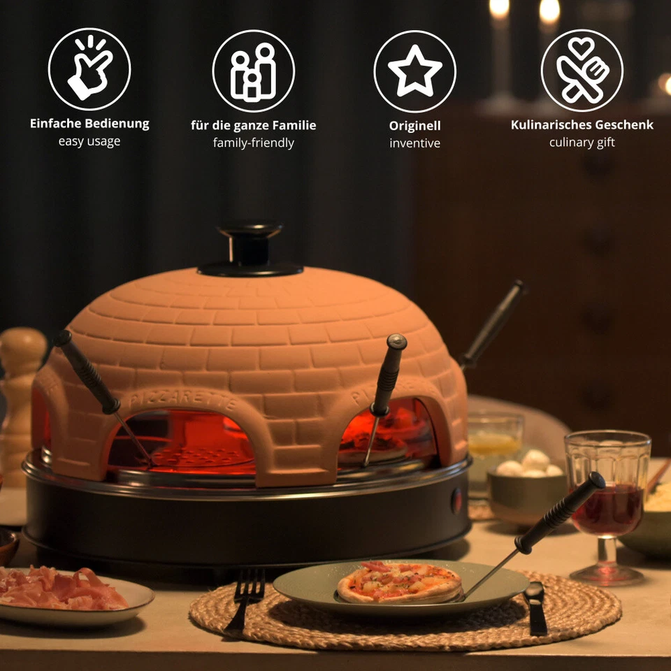 Monsterzeug Mini Pizza Stein-Ofen mit Haube aus echtem Terrakotta - Bild 4 von 4