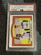 PSA 10 GEM BASEBALL CARD 2021 TOPPS HERITAGE HIGH # COMBO ACUNA FREDDIE FREEMAN