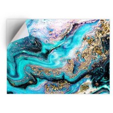 1x Vinyl Sticker Blue Teal Ink Art Marble Effect #52669