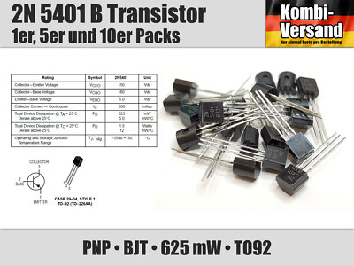2N 5401 B Bipolar Transistor PNP TO-92 BJT 2N5401 Verstärker Schalten Signal