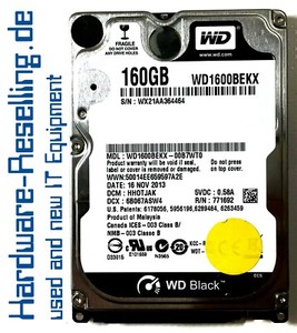 Western Digital 160GB HDD 2,5" 7,2K SATA III 6Gb/s 16MBWD1600BEKX 00B7WT0