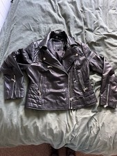 Black Real Leather Jacket Size 10 -barneys