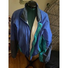 Vintage 80s Blue  Green Zip Nylon Windbreaker Pacific Trail