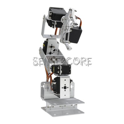 ROT3U 6DOF Aluminium Robot Arm Mechanical Robotic Clamp Claw for Arduino-Silver