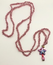 Collana chiama angeli in lurex rosa + stella CREAMY. Uncinetto boho chic mamma.