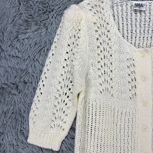 VTG Ades Of California Crochet Pointelle Sweater Women's L Ivory Cottagecore - Picture 4 of 13