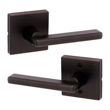 Kwikset Halifax Square Passage Door Lever in Venetian Bronze Non Locking