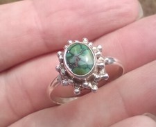 Natural Tibetan turquoise ring Nepal Size 8.25 CH6381