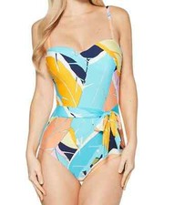 Jantzen Blue One-Piece Belted Swimsuit L45943 Womens Size 8