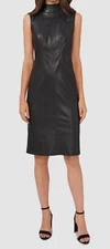 MSK Women's Black Faux-Leather Princess Seam Dress Size 16