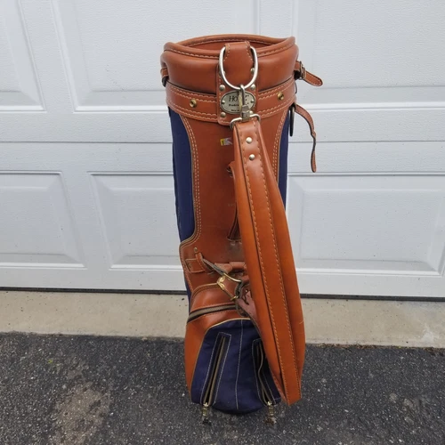 Vintage HOT-Z Cart Golf Bag - Faux Leather Blue Canvas - 6 Way