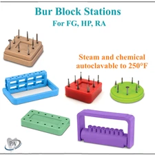 Dental Bur Block Magnetic Lab Holder Station Holds 28 Burs, 7/8 Burs,  FG, HP RA