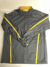 ASICS Full Zip Soft Shell Jacket Zipper Pocket Men Size Med Black W/Yellow Trim