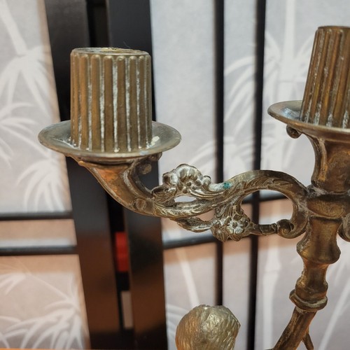 Matching Pair of Vintage Brass Cherub Candelabras - Candlestick Holders - Picture 16 of 17