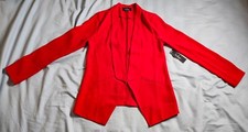Lulus Blazer Women Size Medium Red Miss Punctuality Open Front Light Jacket