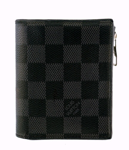 Authentic LOUIS VUITTON Damier Graphite Leather SMART Bifold Snap Wallet France
