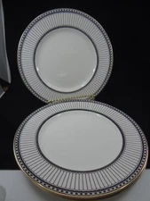 Wedgwood Colonnade Black w/ Gold Trim, 2 DINNER PLATES 10 1/2" EUC
