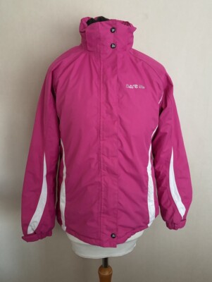 FAB Dare 2B Pink White Hooded Waterproof Rain Coat Jacket Size 34 UK 10 VGC
