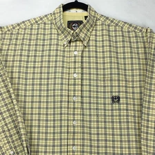 CINCH Men's Shirt Size Large Plaid Yellow Button Down Long Sleeve Front Pocket