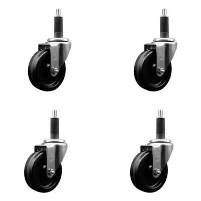 4 Inch Phenolic Wheel Swivel 1 Inch Expanding Stem Caster Set SCC