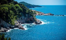 Landscape sea greece coast cliff rocks water Custom Gaming Mat Desk
