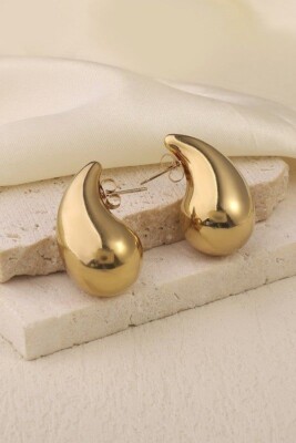 Chunky Gold Tear Drop Earrings for Women 18K Real Gold