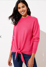 LOFT Pink Tie Hem Sweater Med NWT