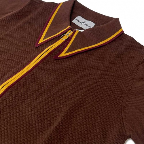 NEW MADCAP MENS 60s 70s MOD DAGGER SPEAR COLLAR ZIP POLO CARDIGAN MACK MC1094 - Picture 12 of 20