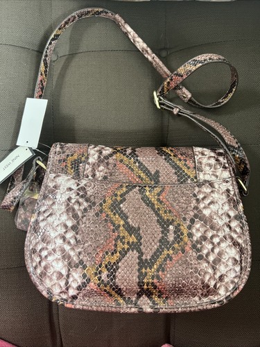 NWT Elegant Nine West Faux Snakeskin Crossbody Handbag Purple - Picture 4 of 5