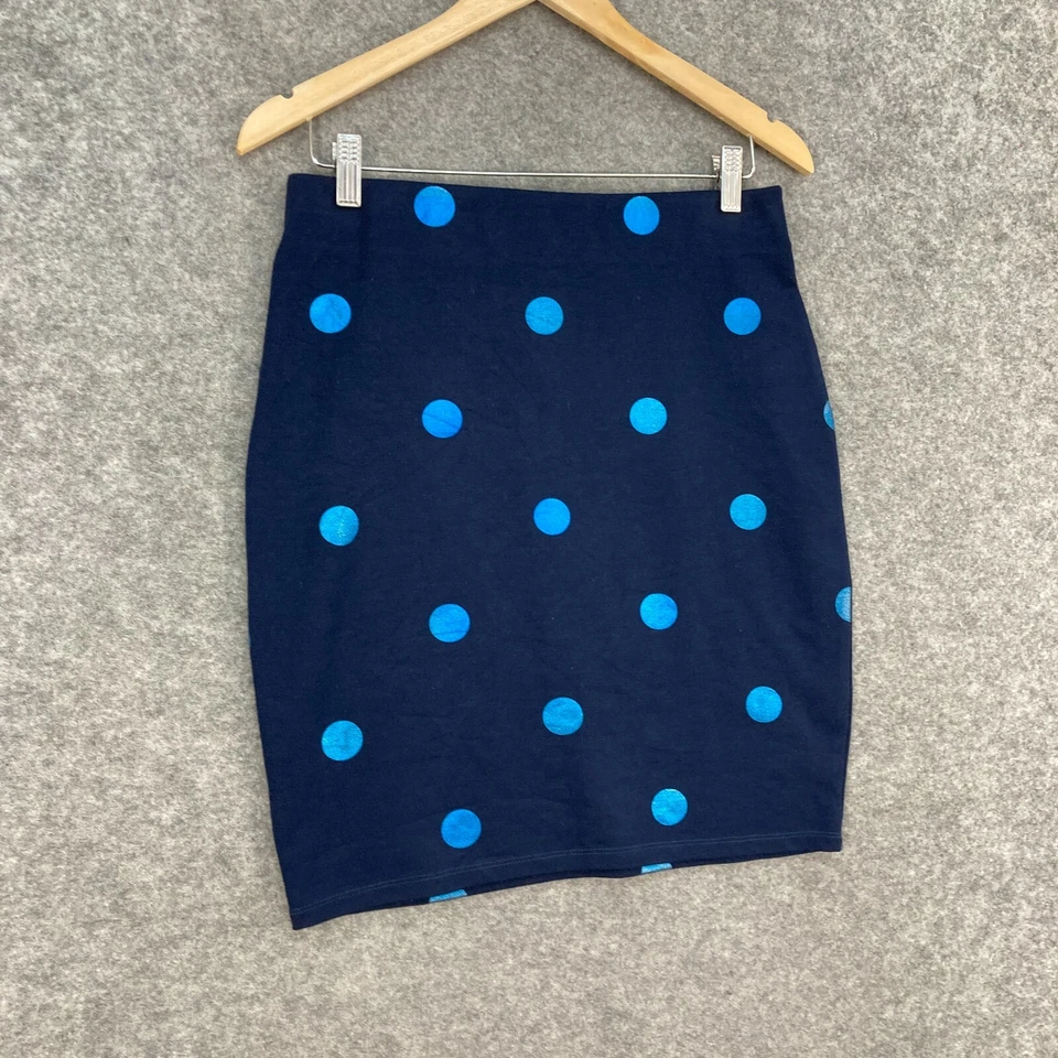 Falda mujer French Connection talla M mediana azul cintura elástica lunares 30731 Foto 3 de 4