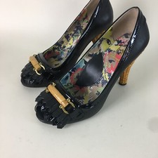 MISS L FIRE HIGH HEEL SCHUHE schwarz Echtleder Basket WEAVE HEEL London Court 6