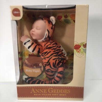 Large Anne Geddes Baby Tiger Bean Filled Soft Toy  Doll New In Box Sammlerpuppe