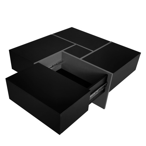 UV High-gloss Square Coffee Table w/4 Hidden Storage,Extendable Sliding Tabletop - Picture 7 of 20
