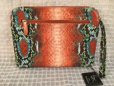 BUXTON iPad Wristlet Tablet Bag Carry Case NWT Multi-Color Faux Snakeskin Design