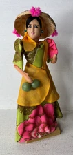 Vintage Filipino Folk Art Cloth Doll Handmade Traditional 9" EXCELLENT