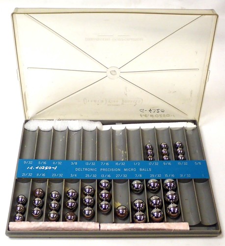 DELTRONIC PRECISION MICRO BALLS SET, 17/32 - 1", INCOMPLETE SET w/ 37PCS