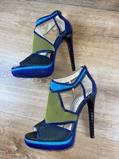 Authenticated Jimmy Choo Lythe Mixed Media Platform Heels Shoes Size 40 8.5