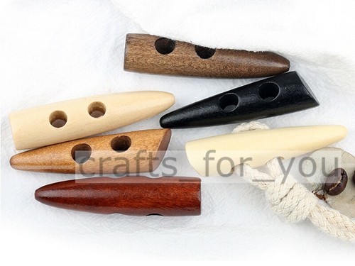 10Pcs Wood Horn Button Toggles 30mm 40mm 50mm 60mm For Clothing Sewing Craft DIY - Picture 7 of 24
