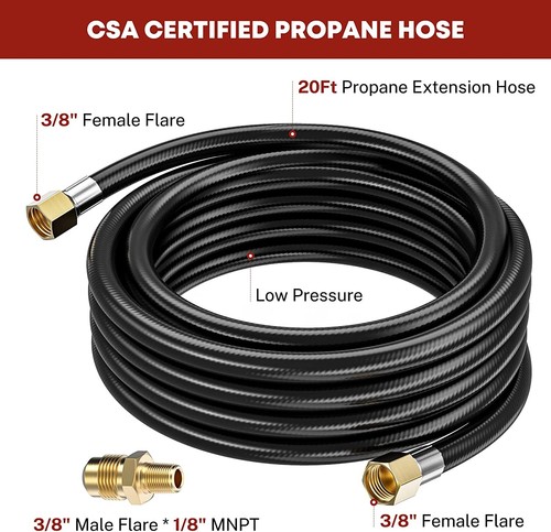 20FT Propane Hose with 3/8" Female Flare for Gas Grill, RV, Fire Pit, Heater - Picture 2 of 12