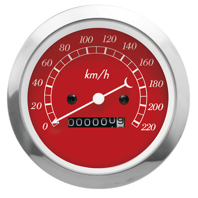 MOTOR METER RACING Classic 85mm 3-3/8'' Mechanical Speedometer Odometer 220 KMH