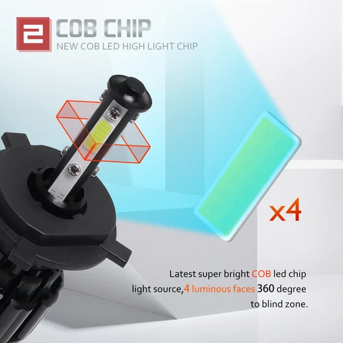 9003 H4 LED Headlight Bulbs Kit 10000W 1000000LM Hi/Lo Beam Super Bright White - Picture 8 of 9