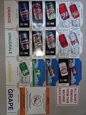 (18) 12 oz "LATA" MÁQUINA EXPENDEDORA DE COQUE/SODA ETIQUETAS PAQUETE DE VARIEDAD "NUEVO"/OEM ROYAL