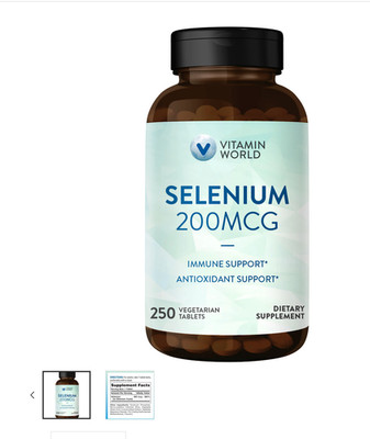 Vitamin World Selenium 200 MCG 250 vegetarian tablets Exp. 05/27