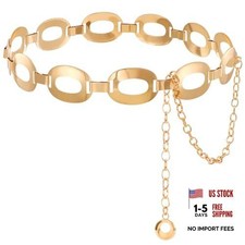 Waist Chain for Women Ladies Metal Fit Waist Size 27"-35" B Bright Gold Style B